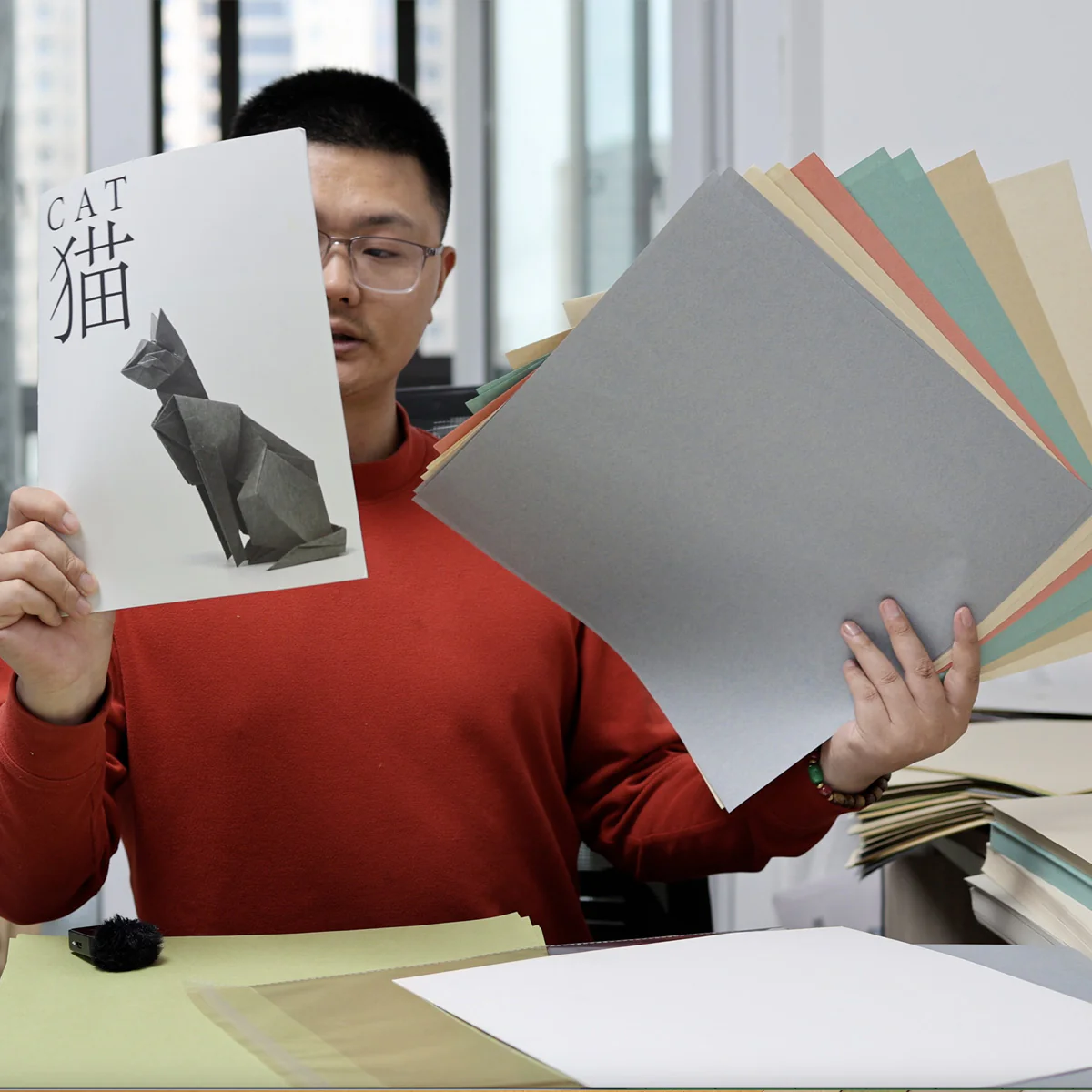 VINTAGE origami papar GRAY BLUE  and other 9 colors - Image 6